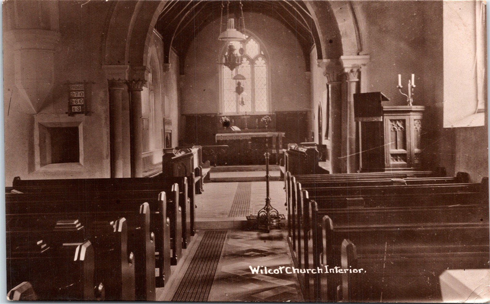 RPPC Postcard UK Wiltshire Wilcot Church Interior Holy Cross 1916 A18