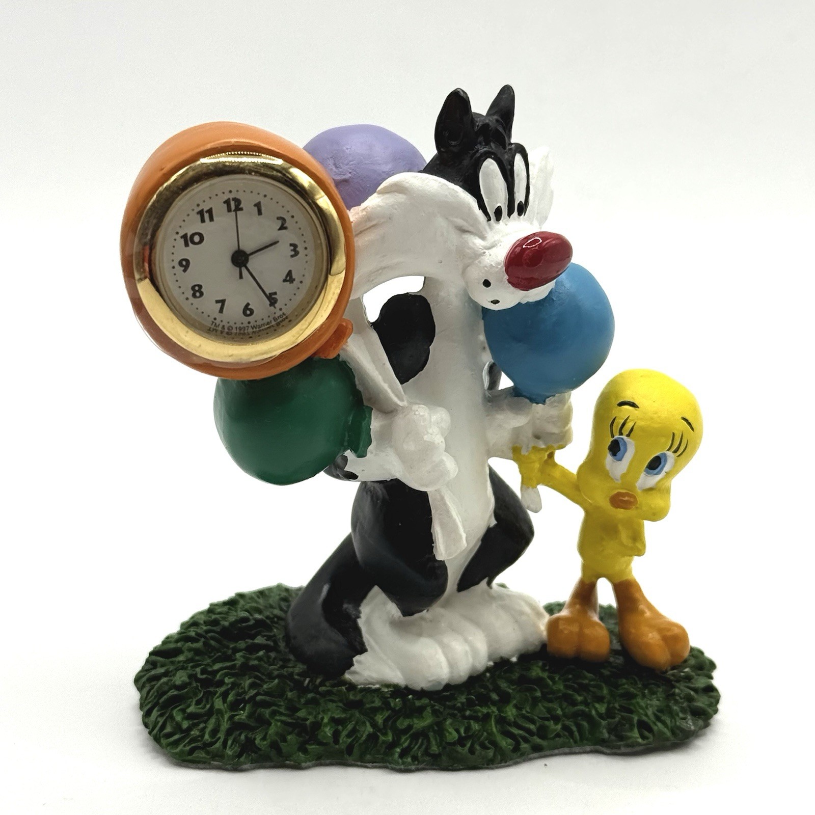 Vintage 1997 Warner Bros. Looney Tunes Sylvester & Tweety Miniature Clock 3-D