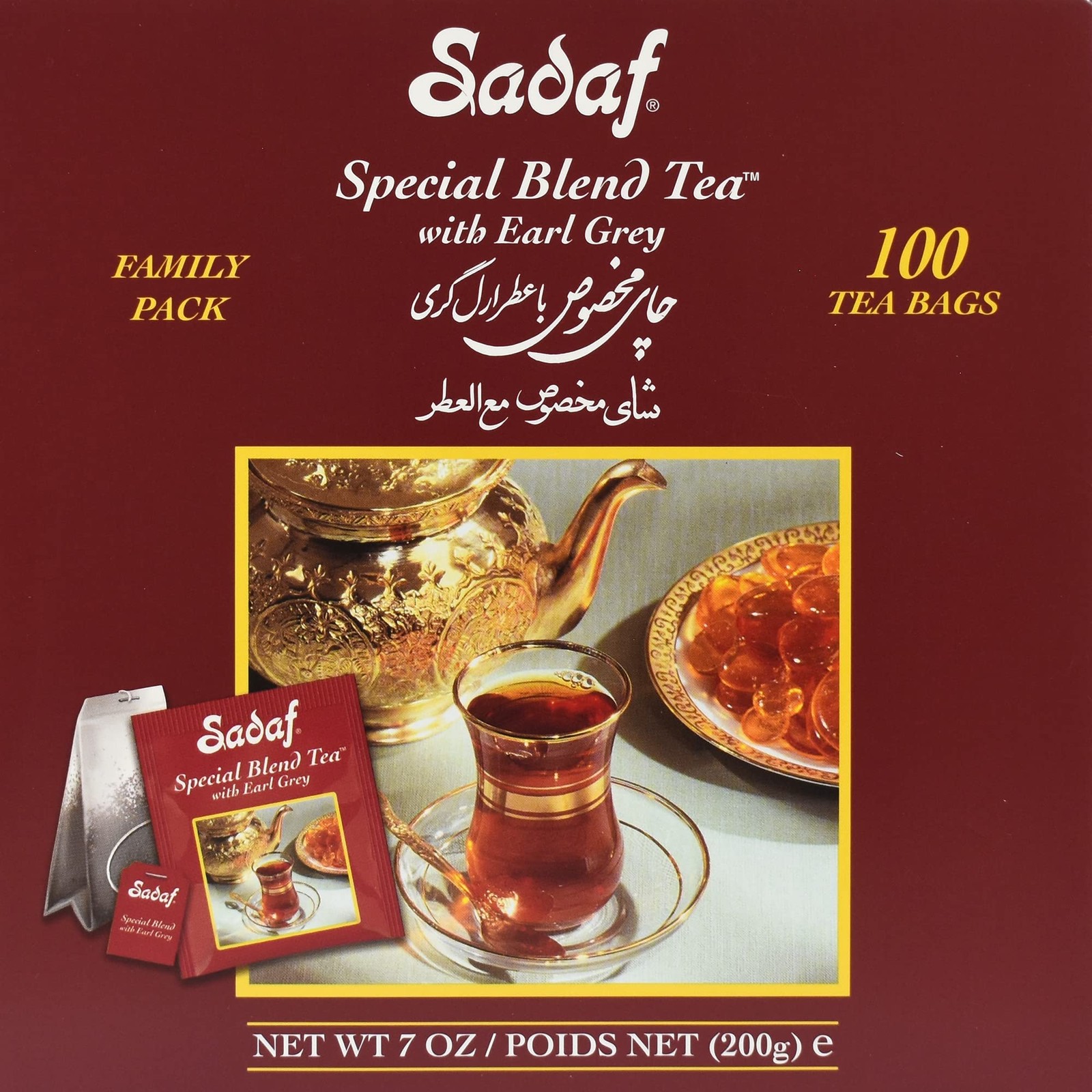Sadaf Earl Grey Tea Bags | Special Blend 100 Count (Pack of 1), Brown