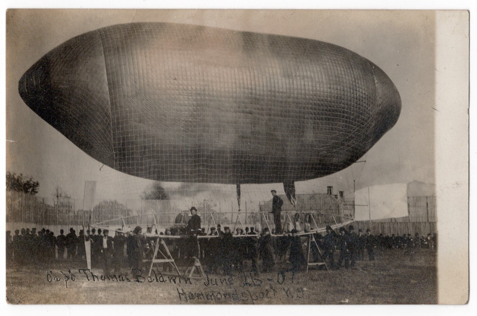 26 June 1907 Thomas Baldwin Hammondsport NY Baldwin Wearing Hat Glenn Curtiss