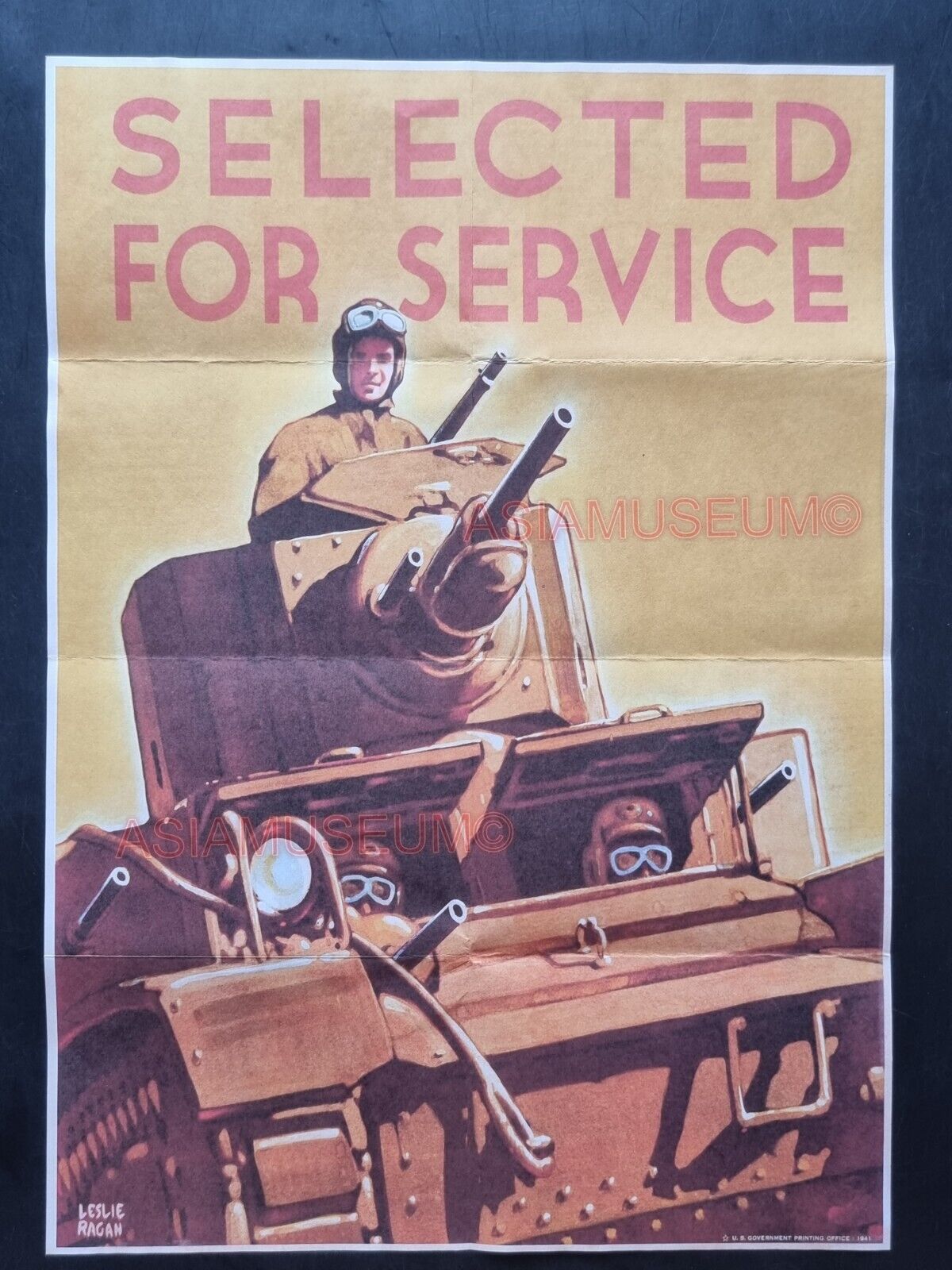 1941 WW2 USA AMERICA SERVICE TANK ARMY SOLDIER WAR TROOPS PROPAGANDA POSTER 828