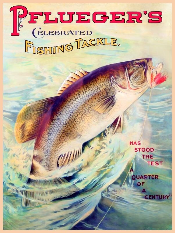 Pflueger Fishing Tackle of Akron, OhiO NEW METAL SIGN: 9 x 12