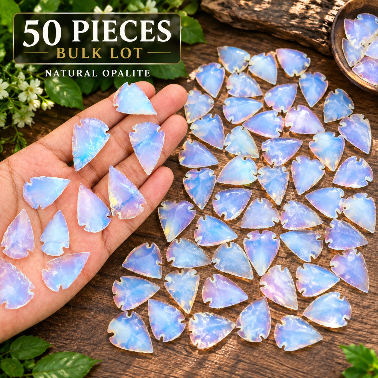 50 Hand Carved Opalite Arrowheads Bulk Crystal Carving Stone Point Craft