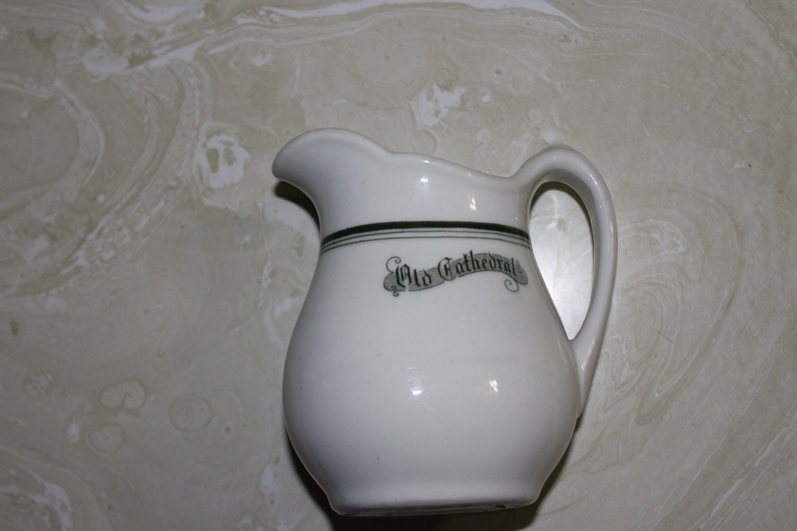 VINTAGE CHINA PITCHER FROM OLD CATHEDRAL HOTEL RESTAURANT BY ALBERT PICK & CO.