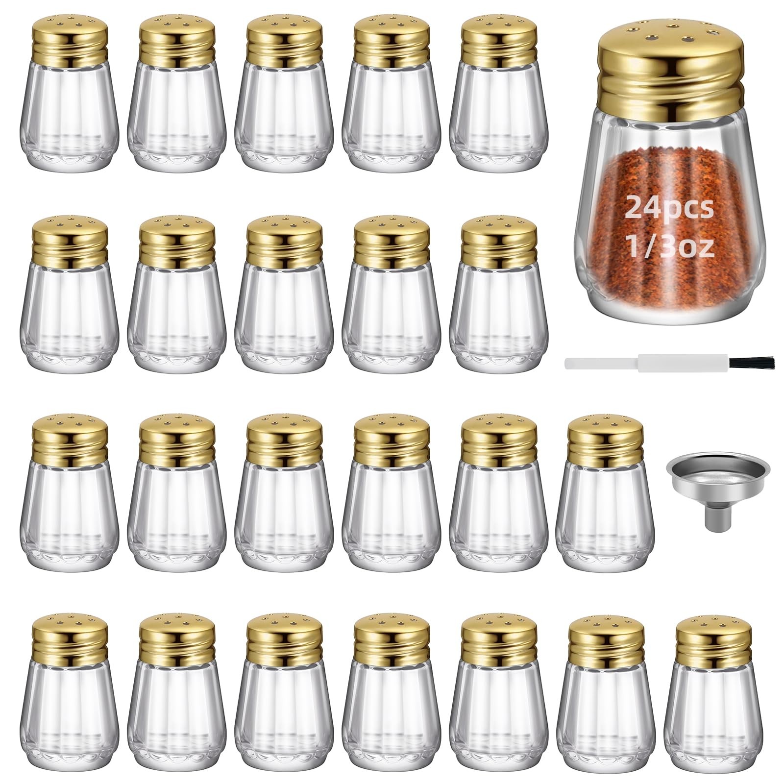 24Pcs 0.3 OZ Mini Salt and Pepper Shakers - Small Mini Salt Shaker Clear Seas...