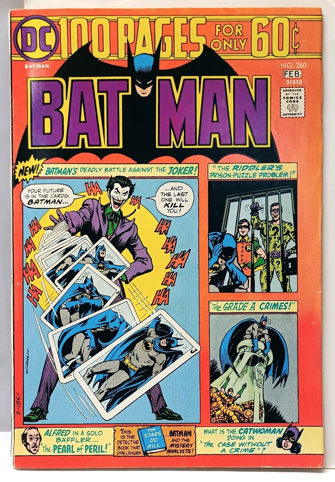 Vintage comic BATMAN #260 the Joker cover/story Catwoman Riddler 1975 DC 8.0