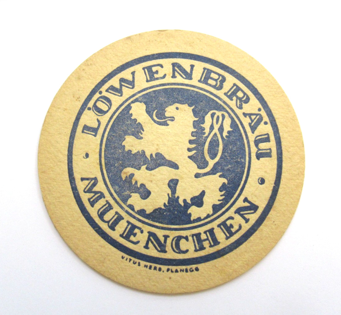 Vintage Lowenbrau Muenchen Round Cardboard Beer Coaster Mat Germany