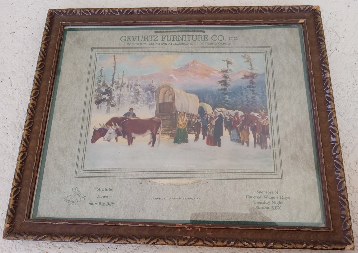 R. ATKINSON  FOX Print - WAGON TRAIN - THEIR JOURNEYS END OREGON -1900s CALENDAR