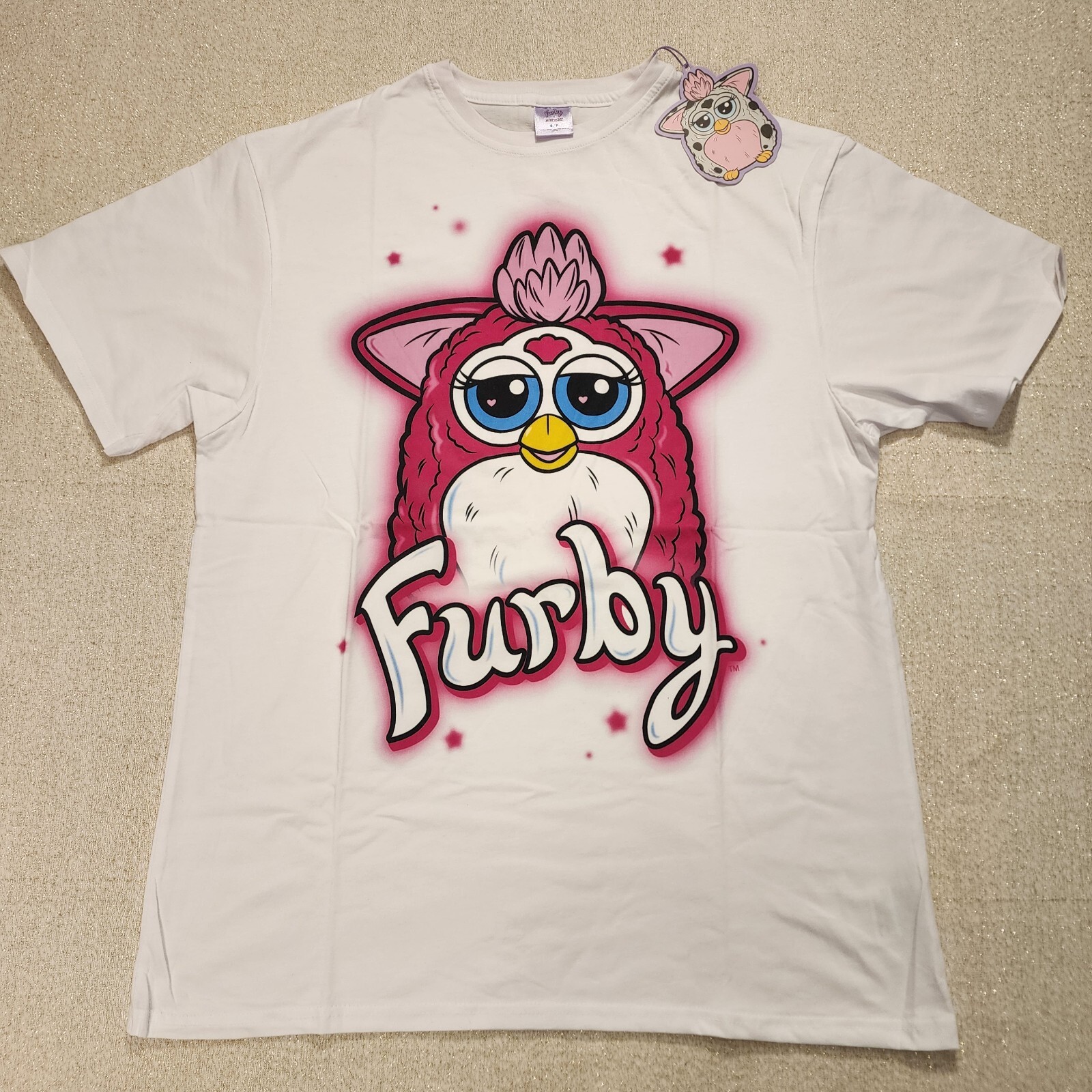Cakeworthy Furby Air Brush Pink 90s Toy TShirt Dress Oversized Shirt Small NEW