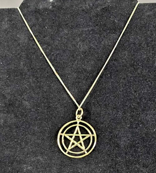 Vintage 1980s Sterling Silver Pentacle Pentagram Necklace 19  Wiccan Pagan