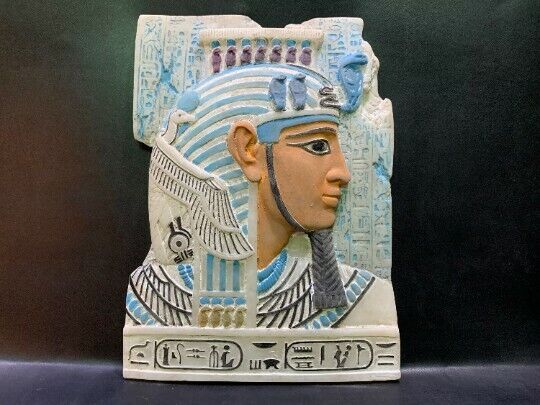 wall relief of the beautiful young king TUTANKHAMUN with the beautiful Colors 