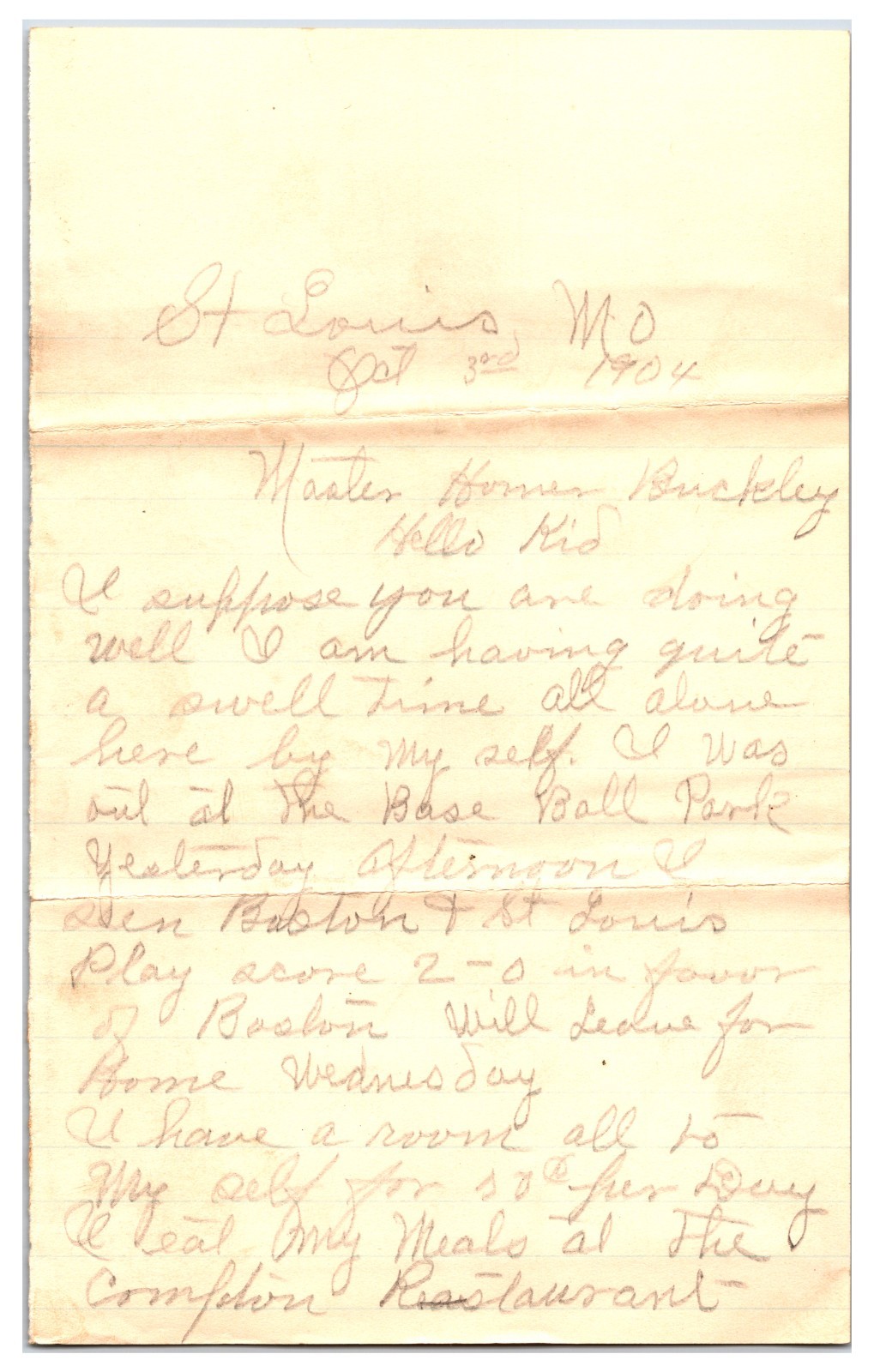 Vintage 1904 Handwritten Letter Between Friends ( From Pennsylvania ) - 2 Pages