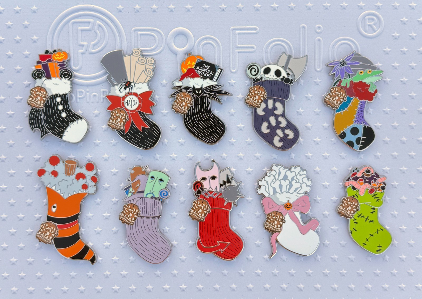 Disney Nightmare Before Christmas Mystery Stockings 10 Pin Set - NBC Complete