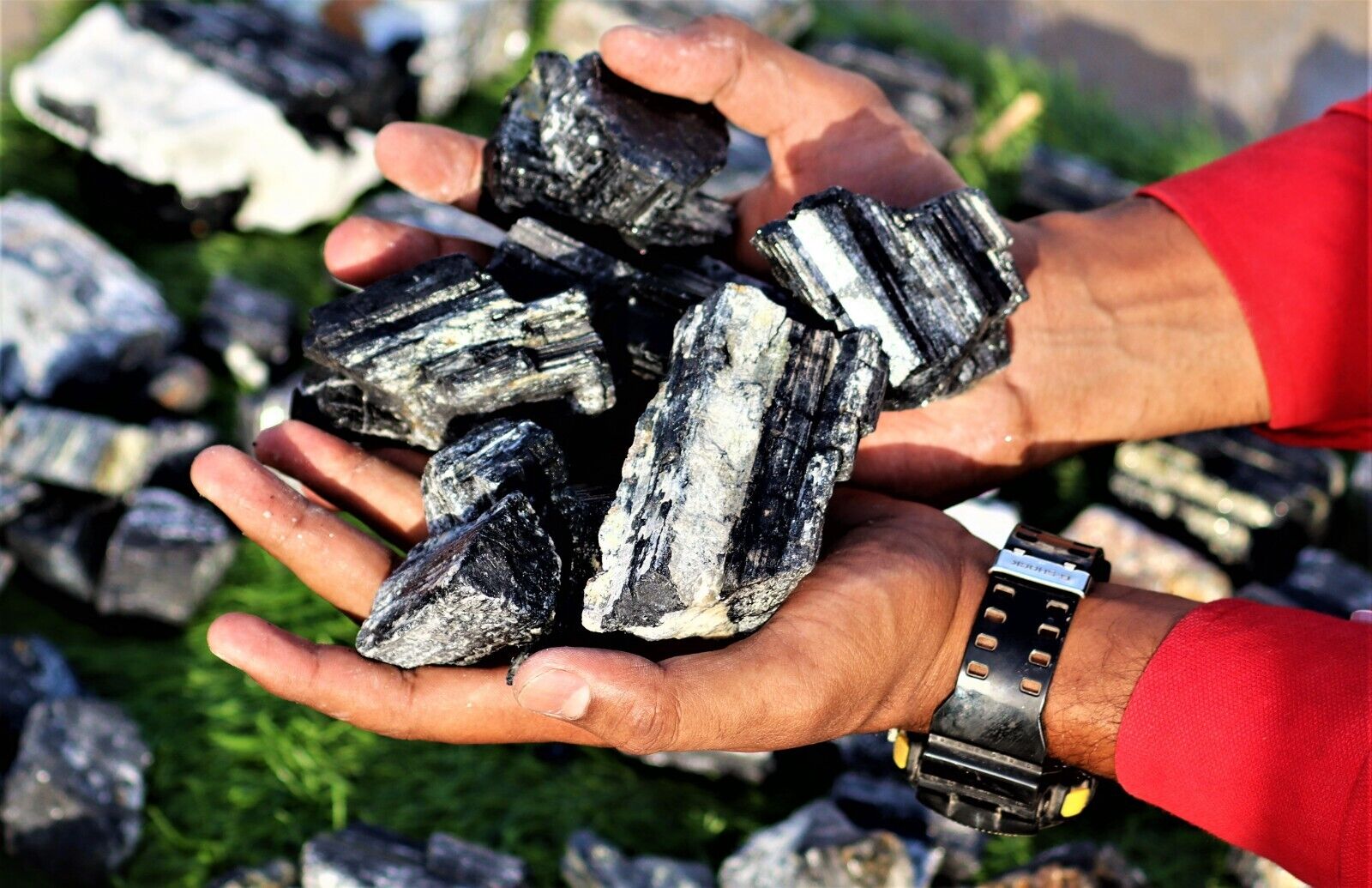 Superb Black Tourmaline Crystal Bulk Wholesale Lots Chunk Raw Rough Stones 66LB