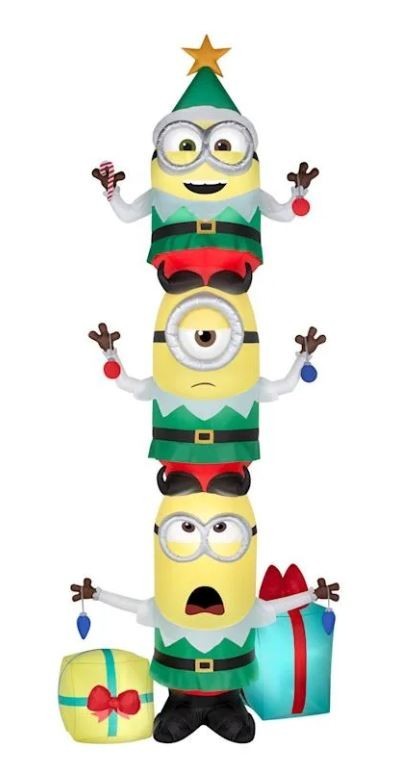 15 FT COLOSSAL STACKED MINIONS WITH ORNAMENTS AIRBLOWN LIGHTED YARD INFLATABLE