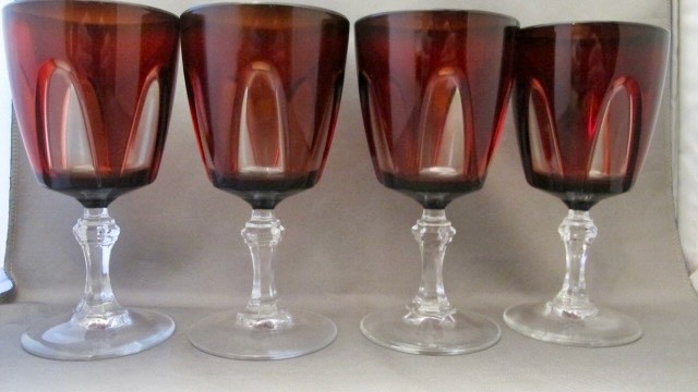 CRISTAL D'ARQUES DURAND GOTHIC WATER/WINE GOBLET- SET 4