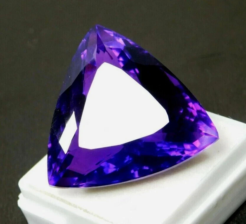 100 CT Natural Purple Amethyst Trillion Cut Certified Huge Gemstone Brazil