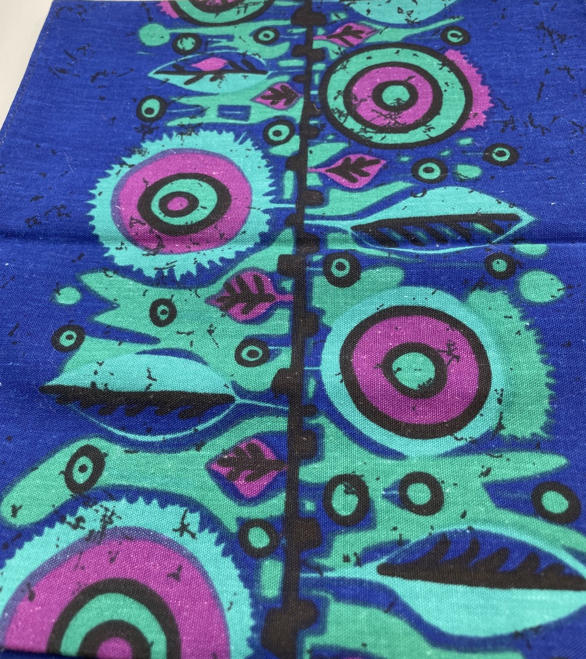 RARE MCM German Pop Art Fabric Wall Hanging Signed Traute Sänger - Blue/Purple
