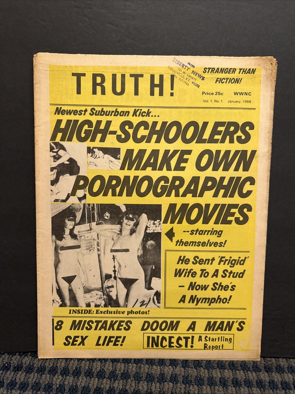 1968 Jan TRUTH Newspaper Vol. 1 No. 1, HS Kids Make Porn, Raquel Welch (10T-2) 1968 Jan TRUTH Newspaper Vol. 1 No. 1, HS Kids Make Porn, Raquel Welch (10T-2)