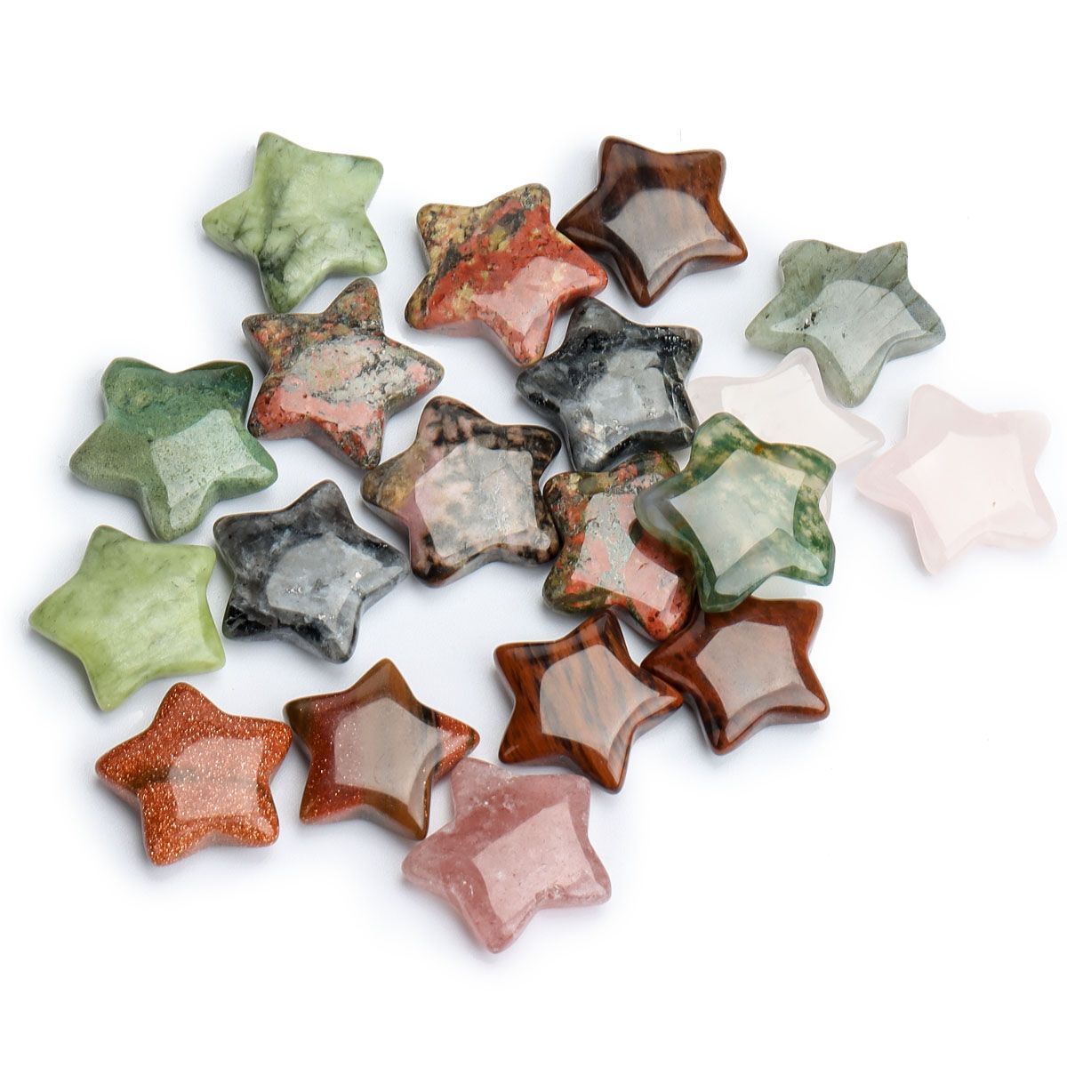 10pc Wholesale natural mini Heart/Star carved quartz crystal reiki healing stone