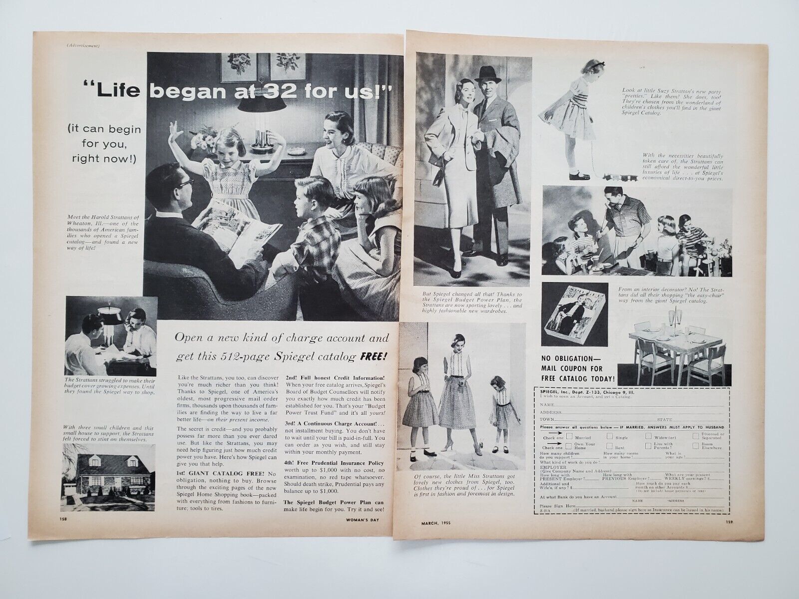Spiegel Catalog Strattan Family Wheaton, Ill Clothes, Home 1955 Vintage Print Ad