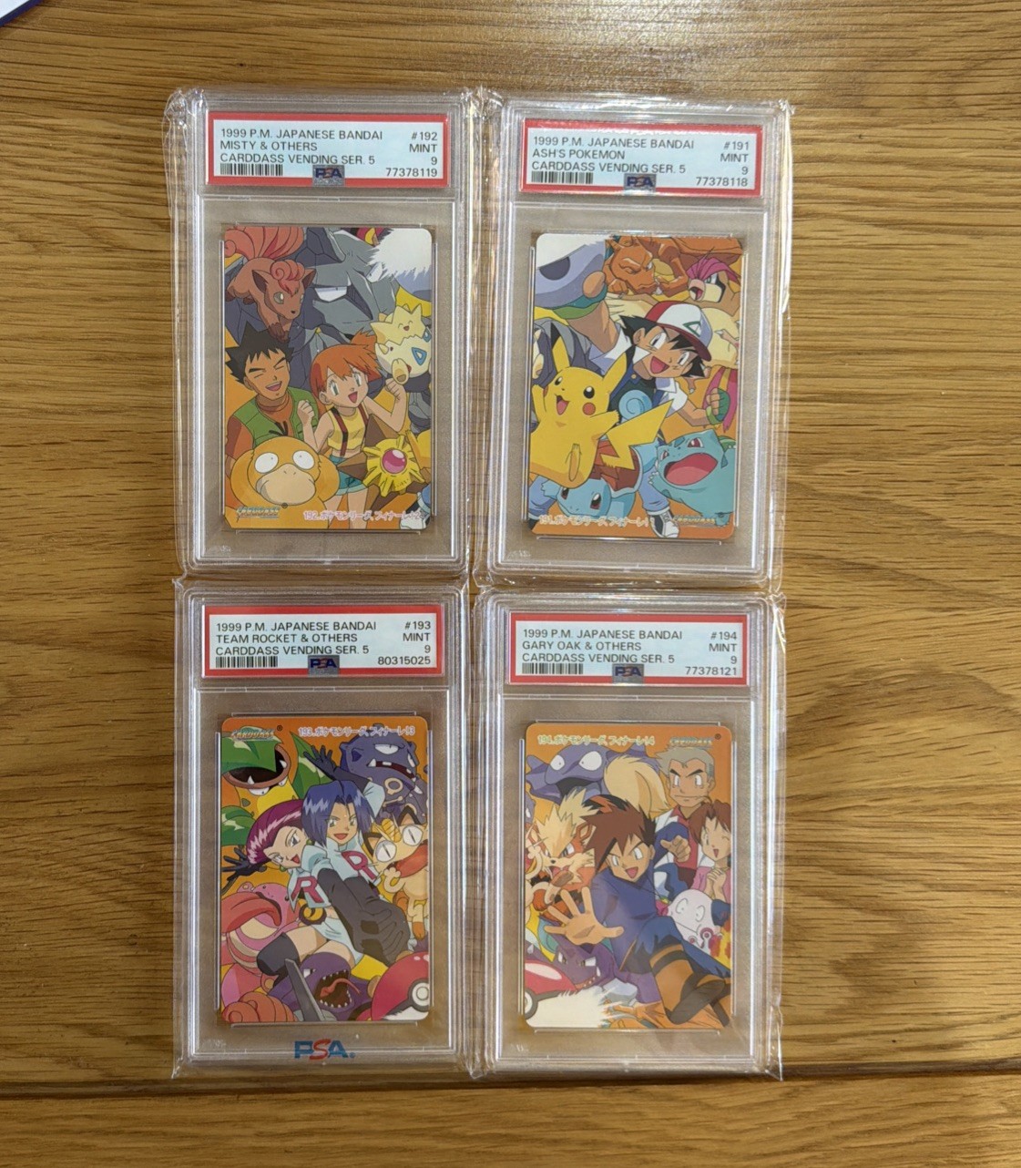 PSA 9 Carddass Vending 1999 Series 5 Ash\'s Pokemon Team Rocket & Others Full set