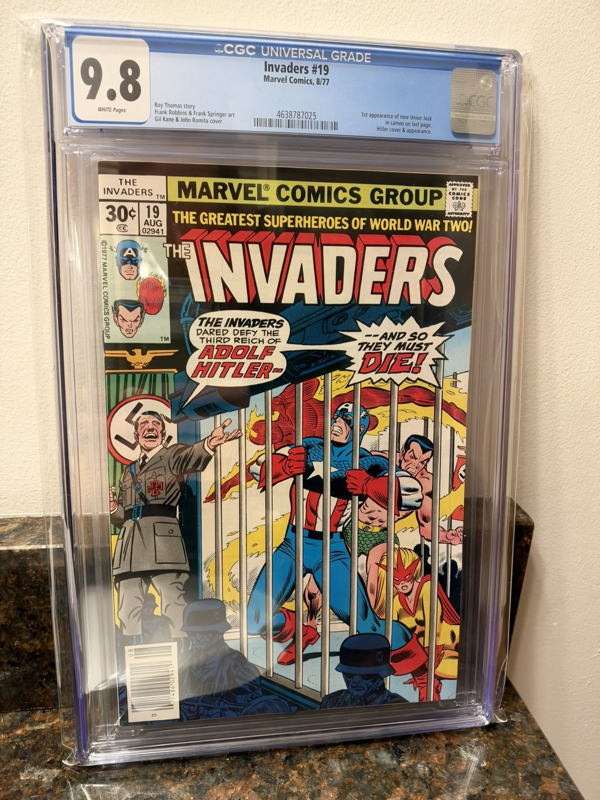 Invaders #19 (1977) 1st Union Jack, Hitler cover, CGC 9.8 White Pages Rare Invaders #19 (1977) 1st Union Jack, Hitler cover, CGC 9.8 White Pages Rare