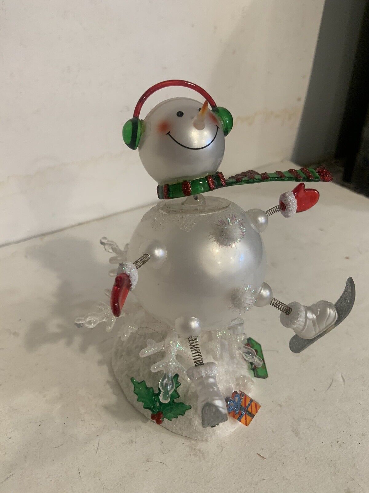 Vntg Snowman Figurine Multi Lighted Acrylic Excellent Condition New See Photos