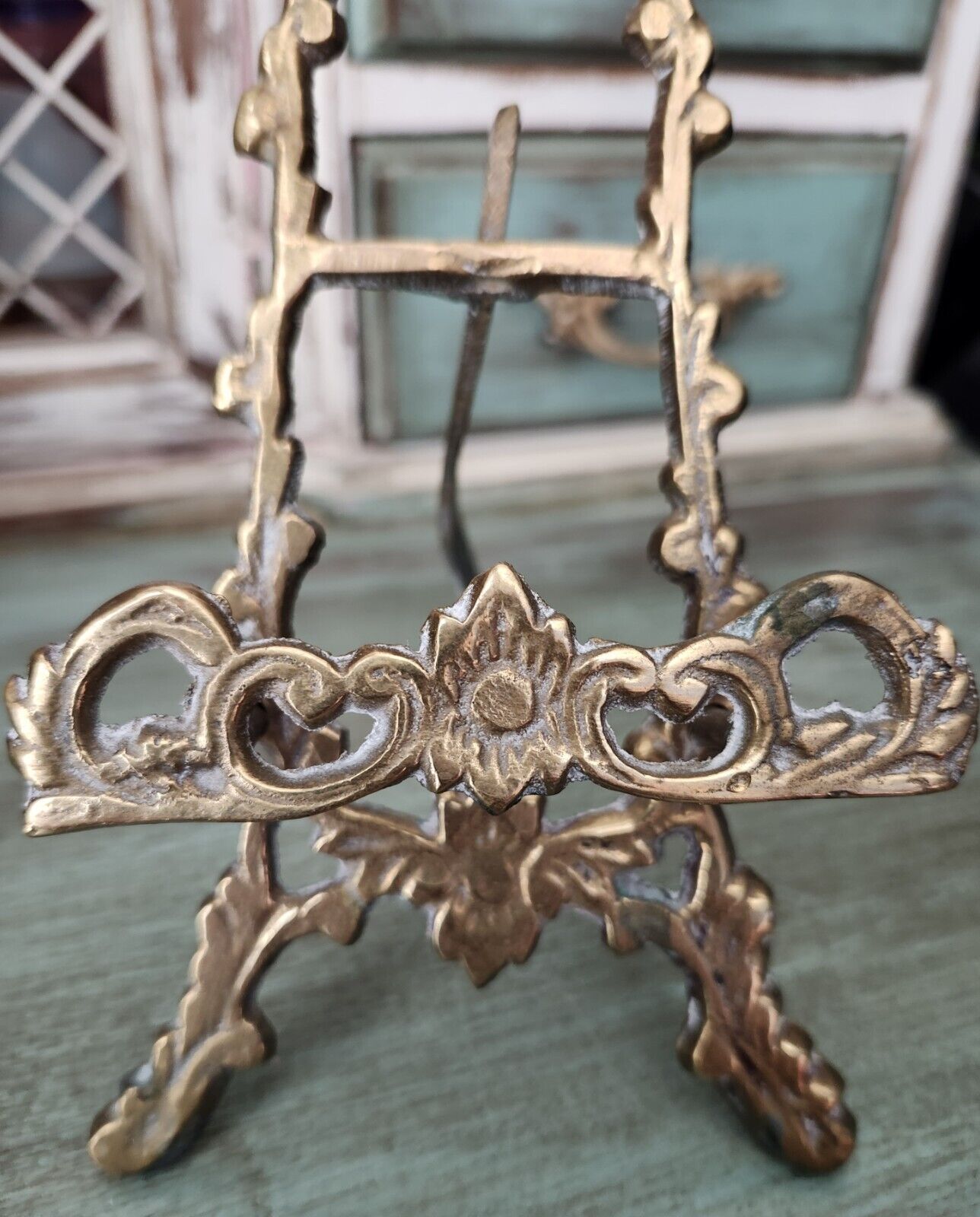 Solid Brass Ornate Small Easel For Business Cards Etc Made In India 8 Inches