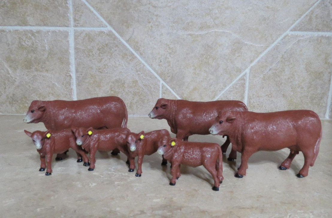 Big Country Farm Toys Red Angus Cow calf cattle lot 7 animals herd ranch