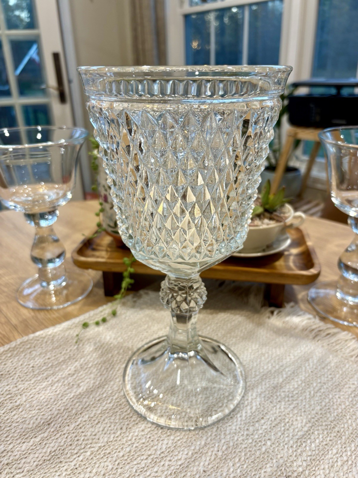 Vtg Indiana Glass Clear Diamond Point 11\
