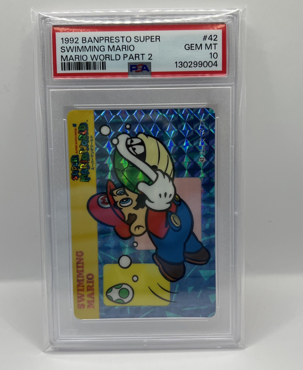 1992 BANPRESTO SUPER MARIO WORLD PART 2 #42 SWIMMING MARIO PSA 10 Low Pop