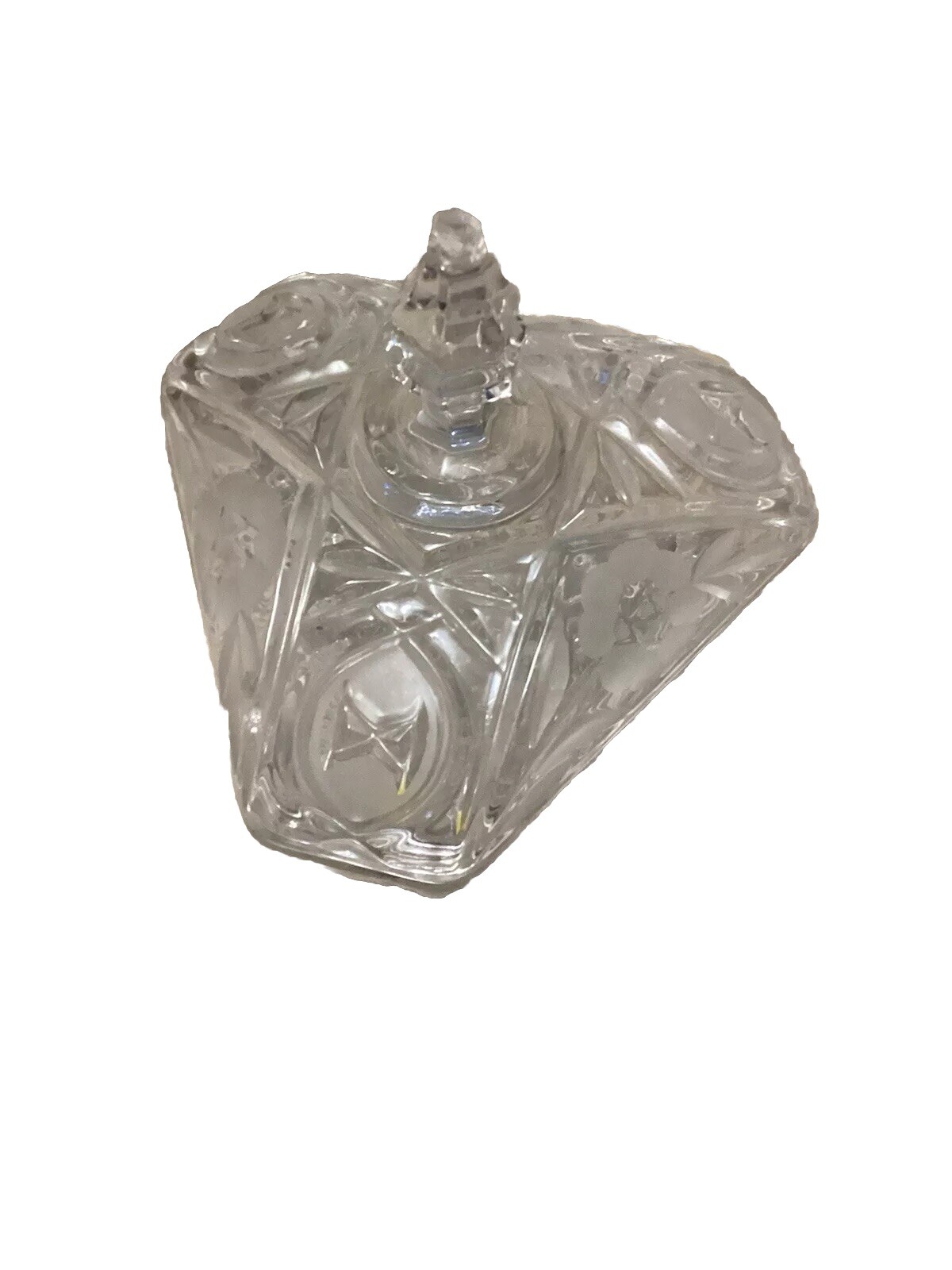 Three Footed Triangular Candy Dish With Lid