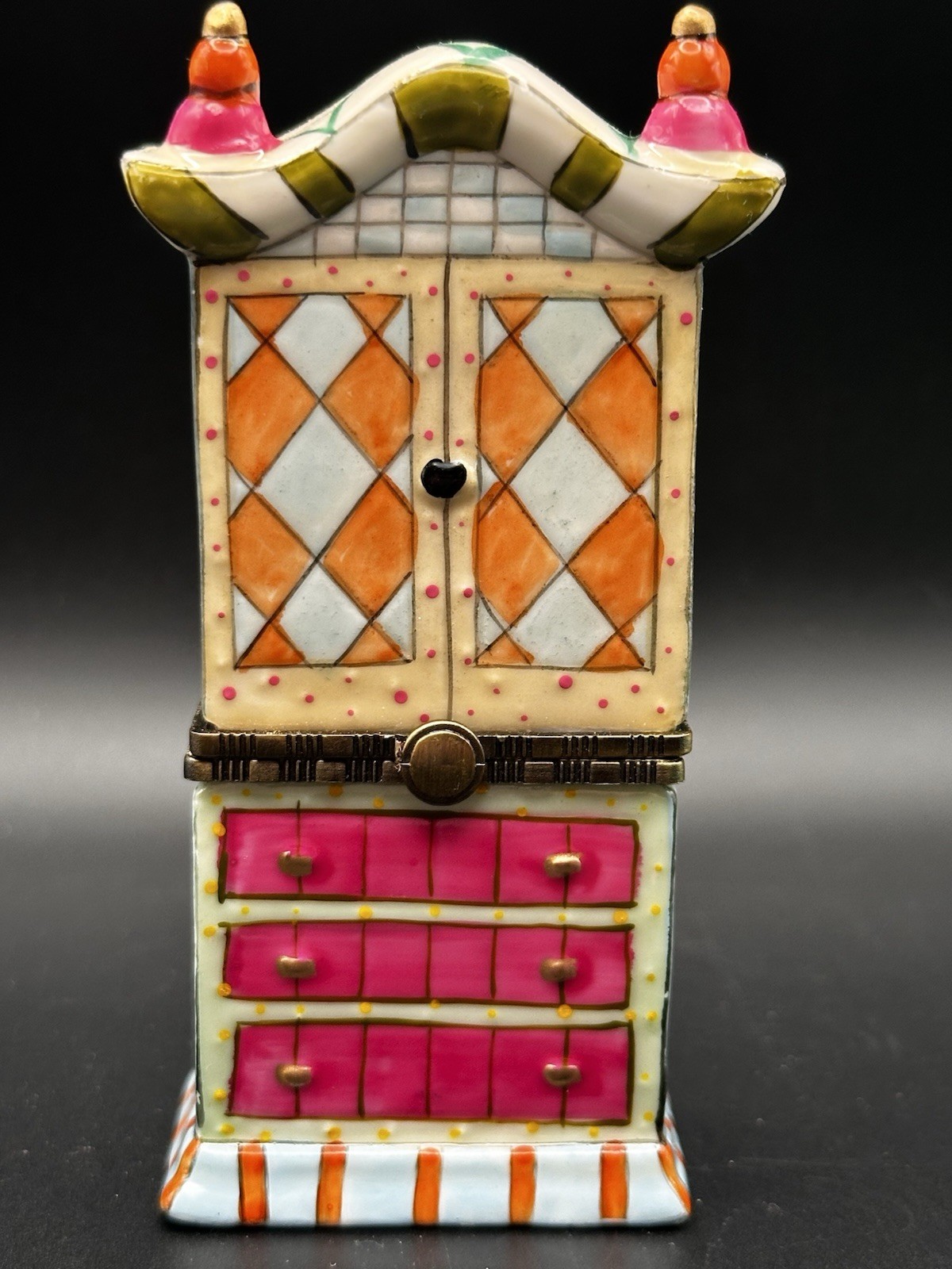 Vintage Shannon McGraw for Two\'s Company Ceramic Armoire Trinket Box Whimsical 