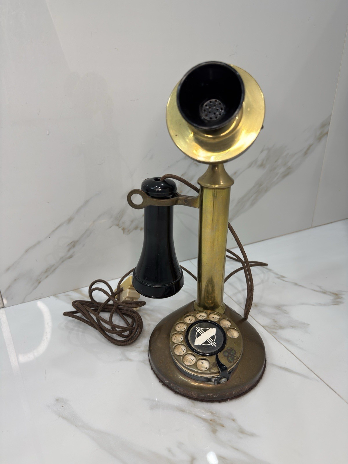 1910 All Original Polished Brass Stamped Patent Rotary Phone November 1910