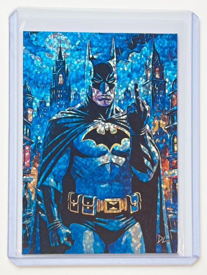 Batman Limited Edition Artist Signed “Flying The Bird” Refractor Card 1/1