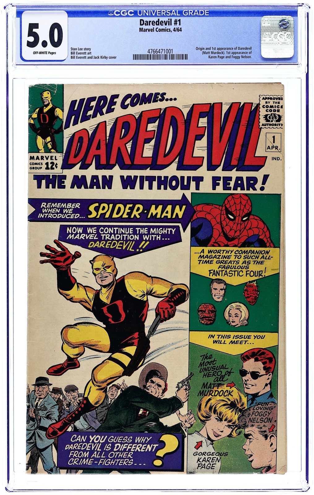 Daredevil #1 CGC 5.0 1964 4766471001 1st app. Daredevil