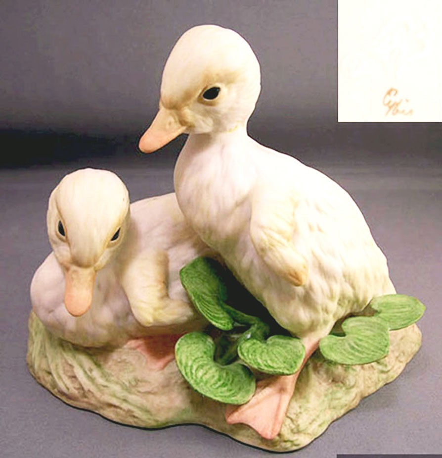 DUCKLINGS BUTTERCUP & DAFFODIL, Cybis Porcelain Figurine Model #383, 1977-1981