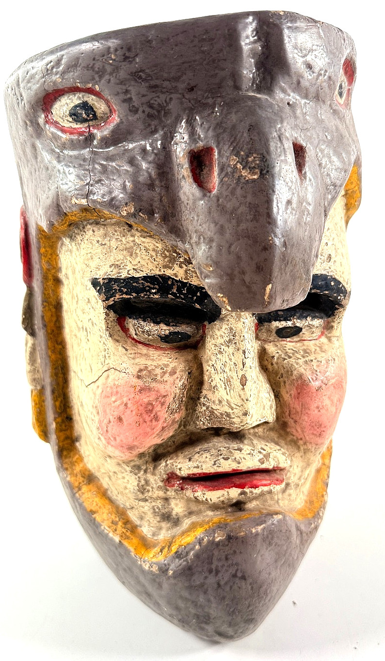 vtg Hand Carved Wood Wooden Mexican Dance Mask man eagle folk art latin bird 