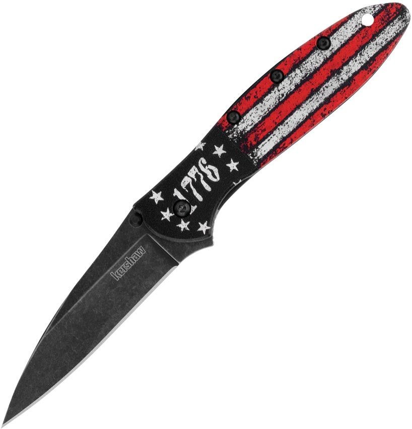 Kershaw Leek Linerlock USA 1776 Flag Aluminum 14C28N Pocket Knife 1660ROSS NEW