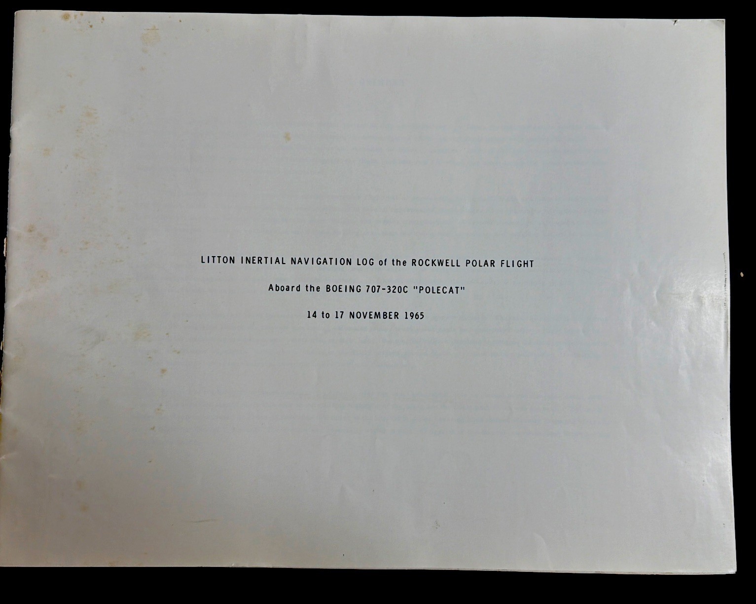 Vintage 1965 Rockwell Polar Flight Boeing 707 Litton Navigation Log 12 Pages