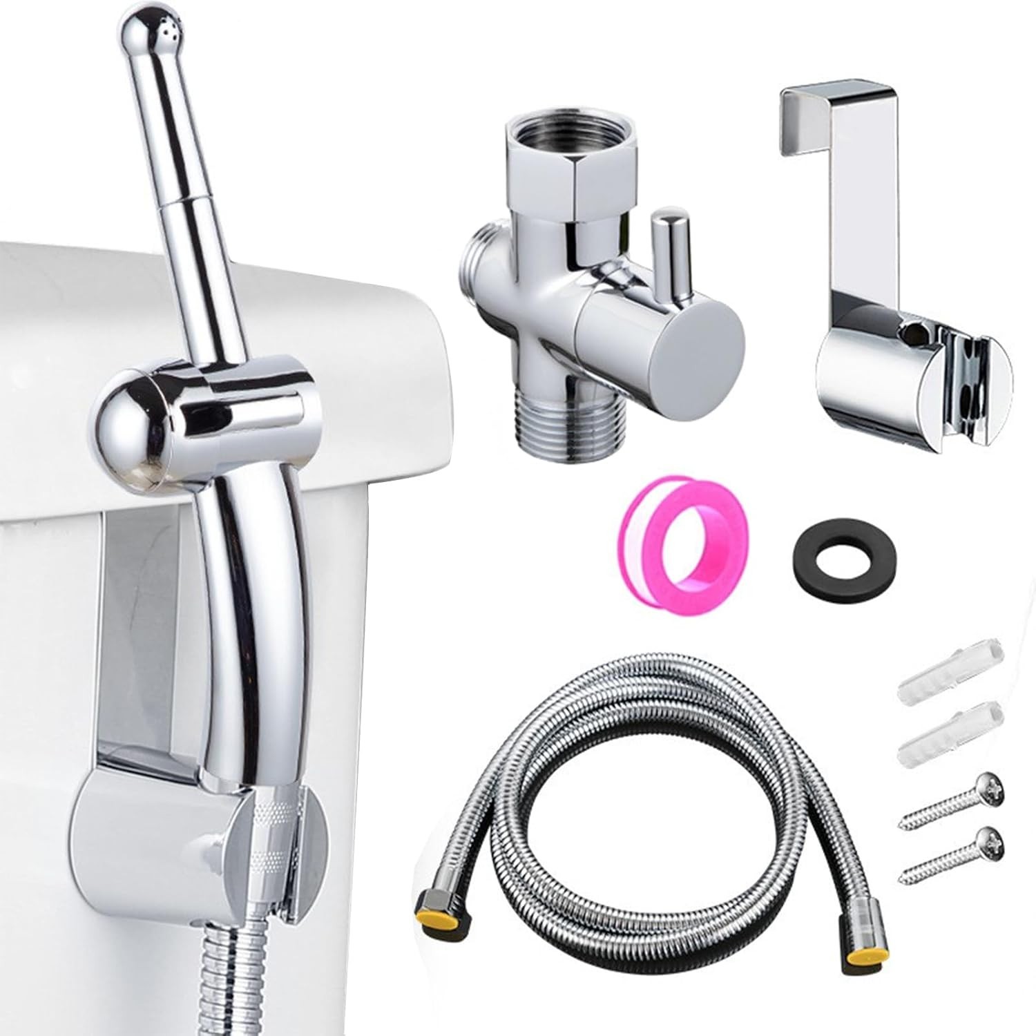 Enema shower Bathroom Handheld 59 inches Shower Hose with 5 Piece Set, Silver Enema shower Bathroom Handheld 59 inches Shower Hose with 5 Piece Set, Silver