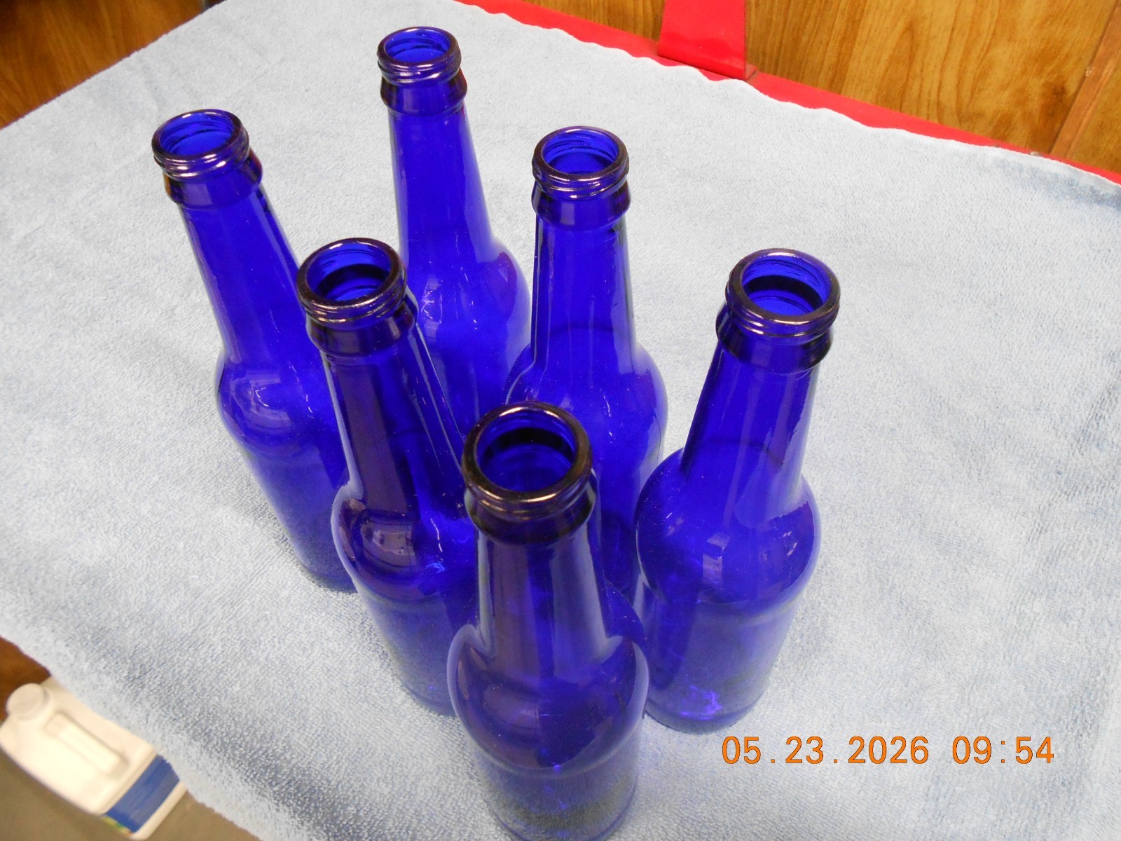 lot of 6 cobalt blue glass beer bottles for vases, crafts, lot of 6 cobalt blue glass beer bottles for vases, crafts,