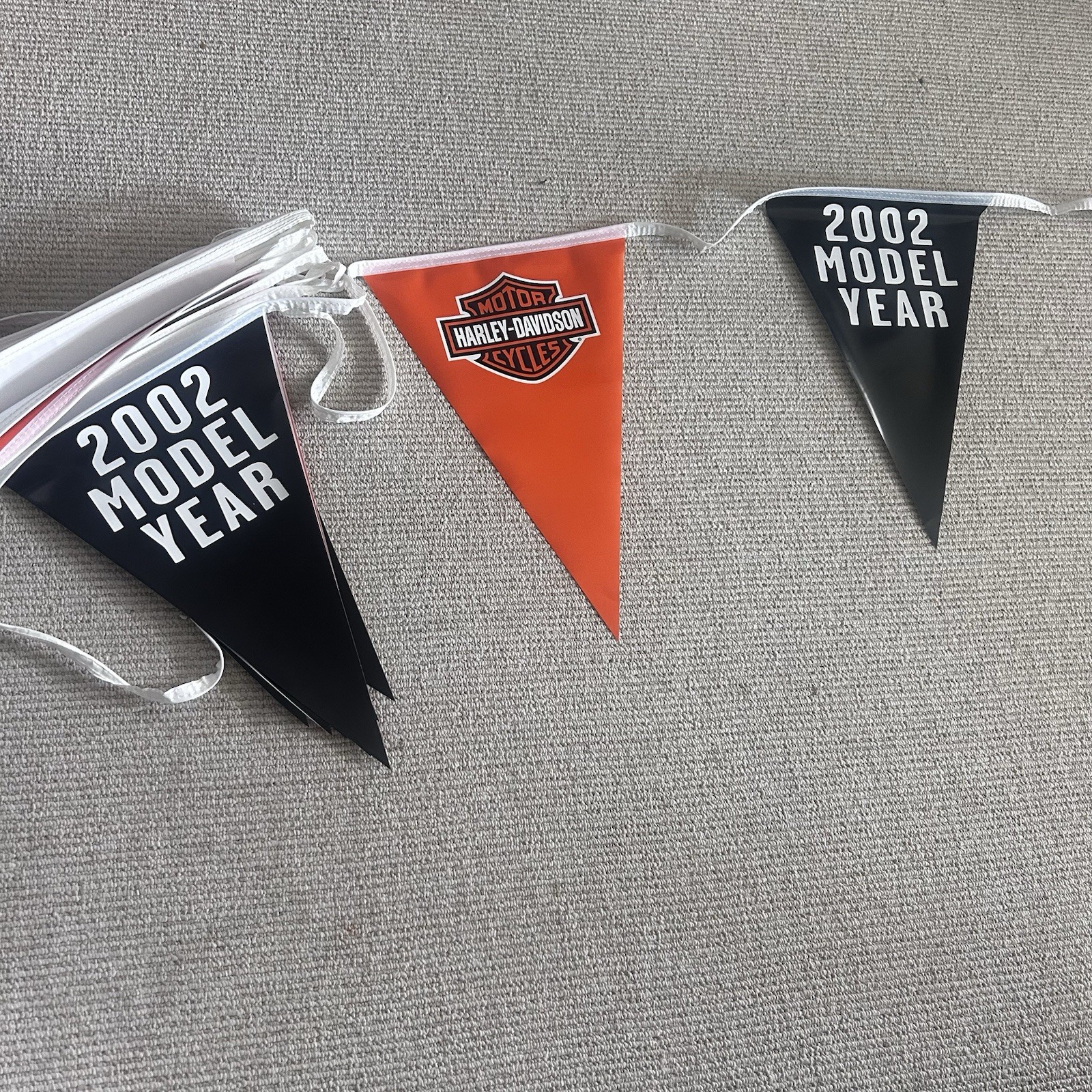 VTG Harley Davidson Vinyl Pennants String Flag Banner 2002 Y2K Garage Man Cave