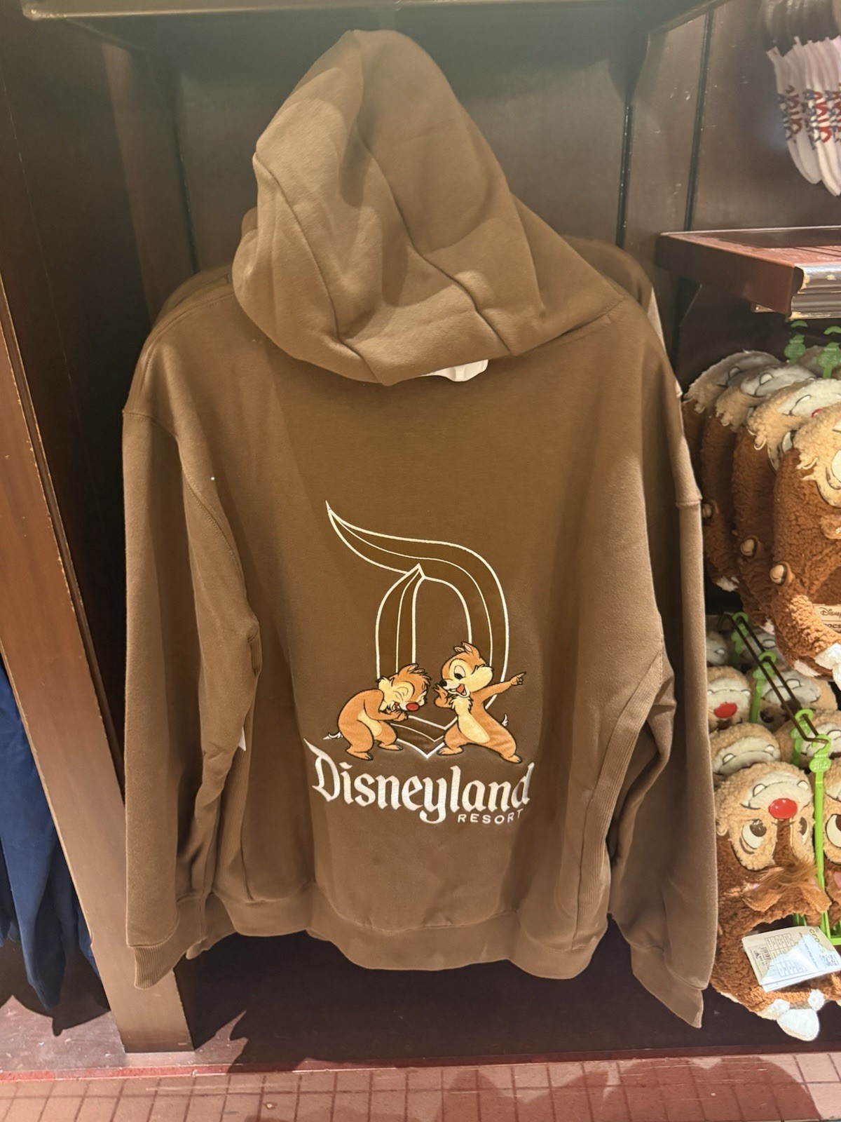 (All Sizes) 2026 Disney Parks Classic D Chip & Dale Brown Pullover Hoodie NWT