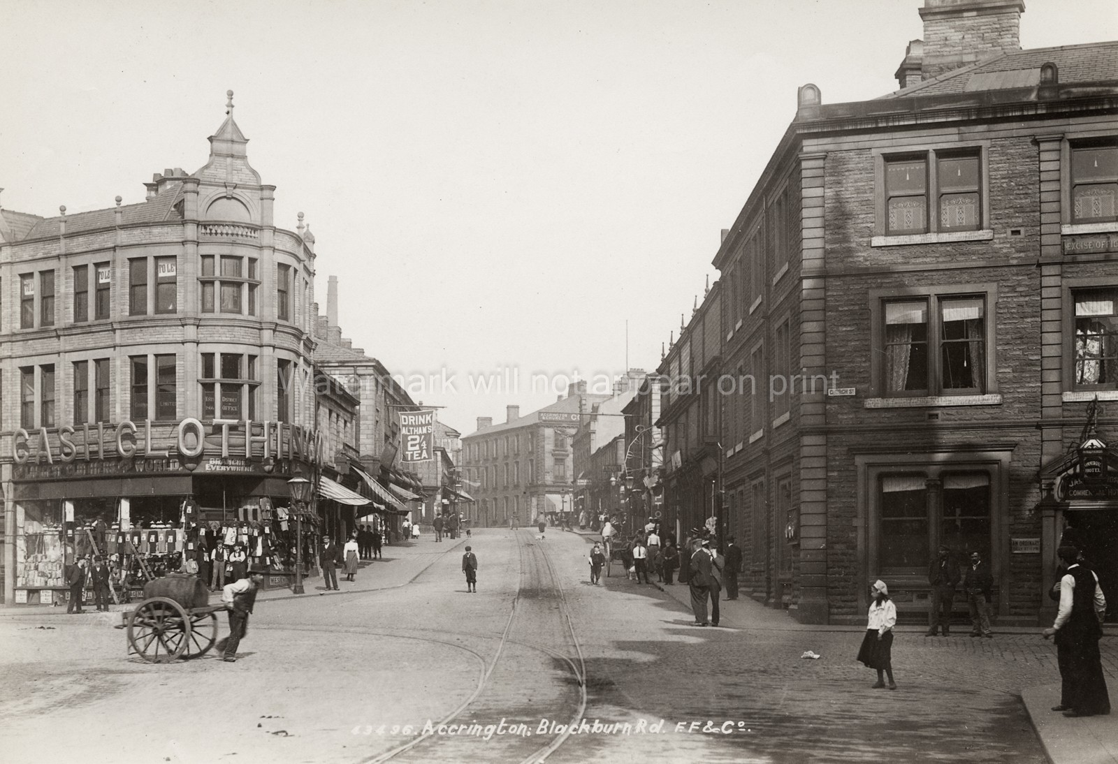 Accrington Blackburn Road Lancashire Street Scene Shops People Vtg. Photo 20thC.