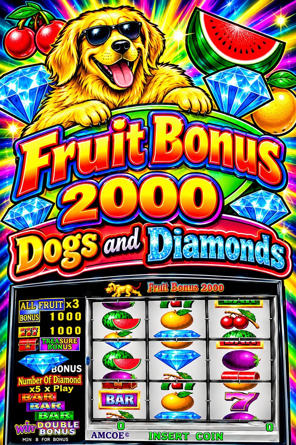 FRUIT Bonus 2000 / 2 IN 1 / 8-Liner Replacement CGA Game Board Cherry MASTER IGS