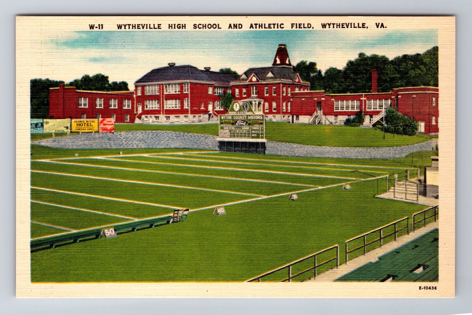 Wytheville VA-Virginia, High School & Athletic Field, Antique Vintage Postcard