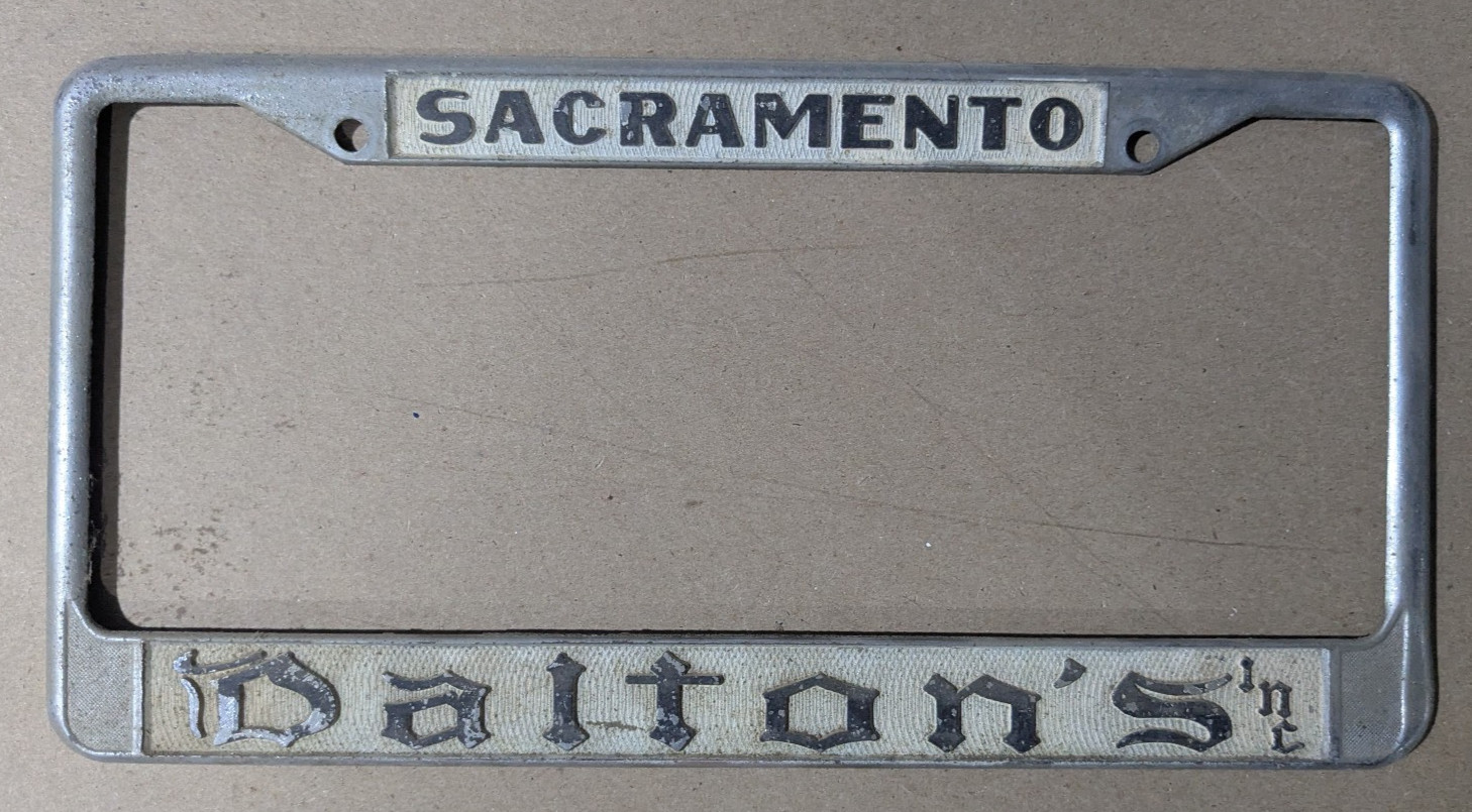VTG Metal Sacramento California Daltons Plymouth Dealership License Plate Frame