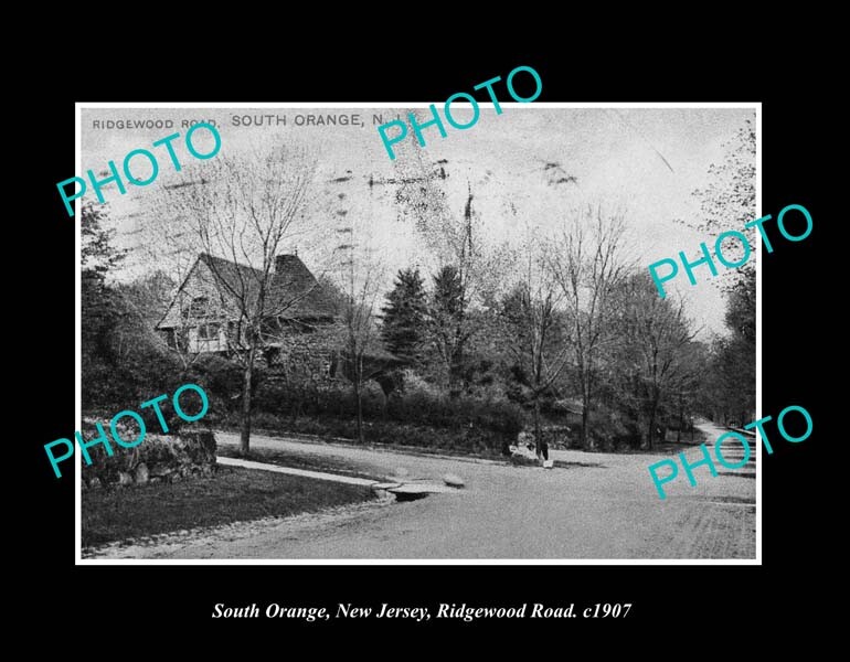 OLD POSTCARD SIZE PHOTO SOUTH ORANGE NEW JERSEY VIEW OF RIDGEWOOD ROAD 1907
